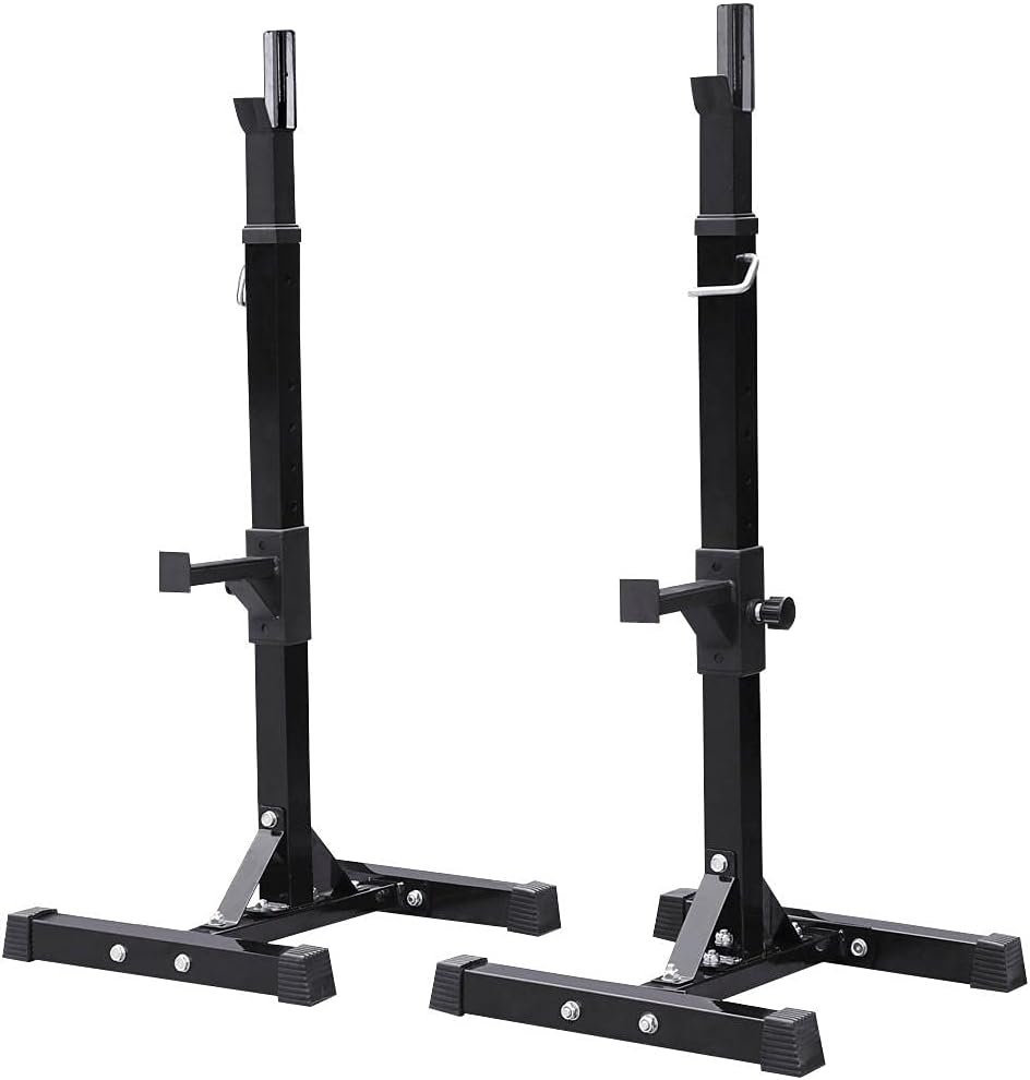 Yaheetech Pair of Adjustable Squat Rack Standard 44-70 Inch Barbell Rack, Solid Steel Squat Stands Bench Press Storage Home Gym Portable Dumbbell Stands