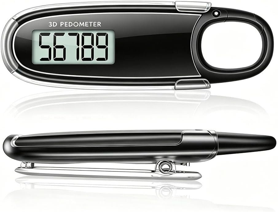 3D Pedometer for Walking, Step Counter with Clip & Lanyard,Accurate Fitness Tracker with Large Display & 10-Step ErrorPrevention for Seniors, Women, Men