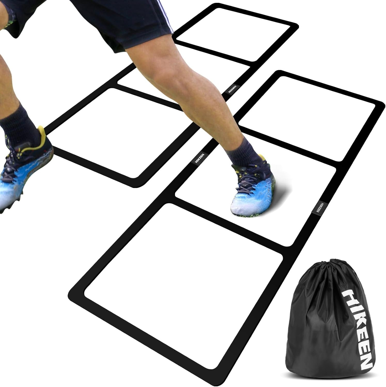 Hikeen Agility Ladder – Speed Ladder for Football, Basketball – Durable Rubber Training Ladder for Footwork with Carry Bag, No Assembly, Portable & Non-Slip Agility