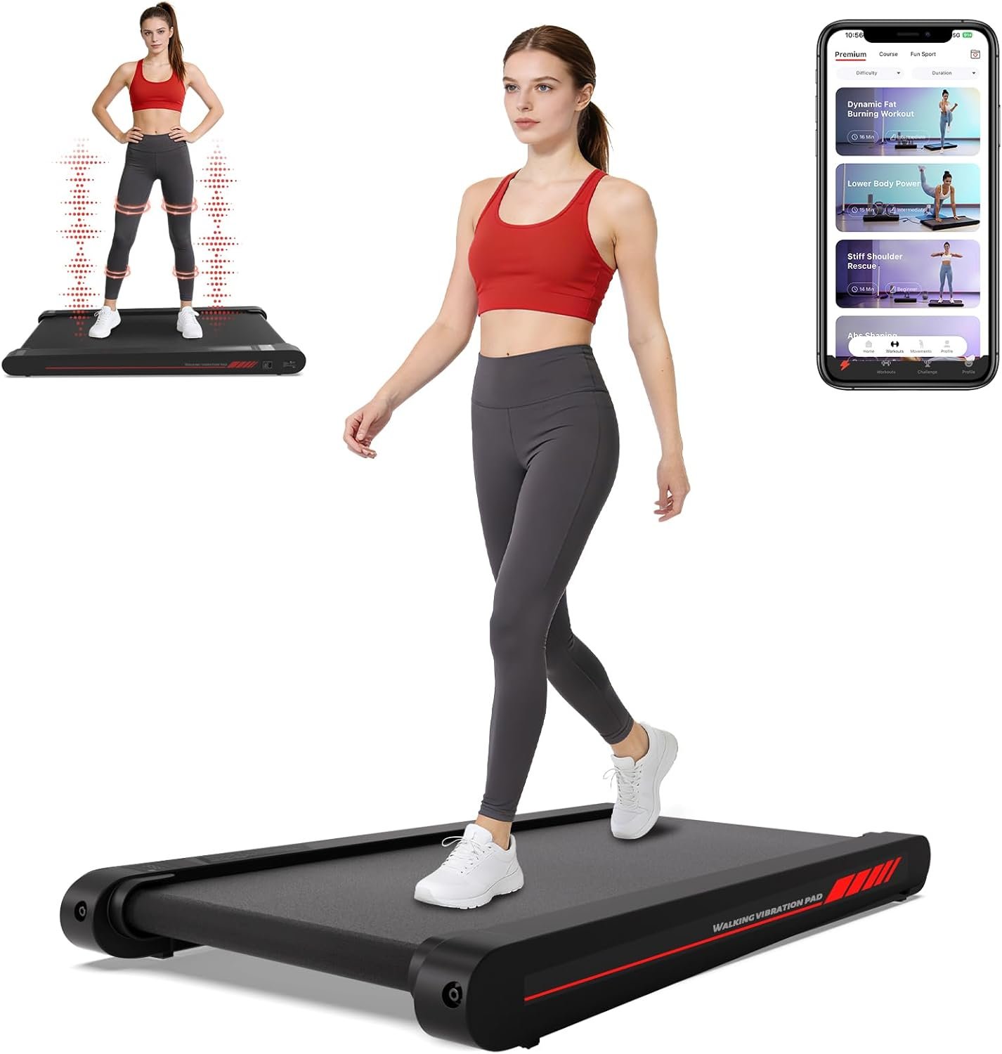 Freepi Walking Vibration Pad,3 in 1 Treadmill for Home,Portable Walking Treadmill Pad with Vibration Plate