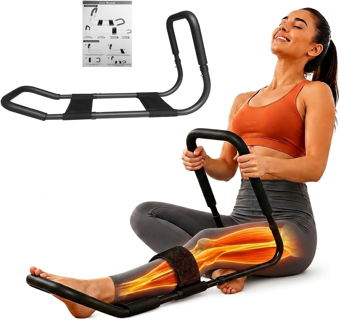 Hamstring Stretcher for Knee Extension, Adjustable Leg Stretcher for Flexibility, Calf, Hip & Lower Back Stretching Equipment, Knee Stretcher for Mobility, Yoga, Physical Therapy & ACL Recovery
