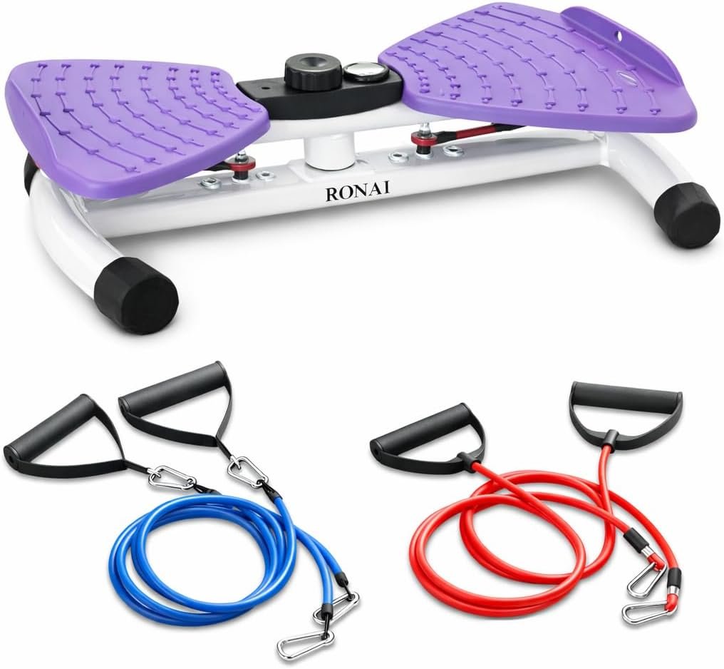 Ronai Waist Twister Machine with Resistance Bands – Adjustable Ab Twister Board for Home Fitness, Dual Pedals, Quiet Rotation, Tracks Time/Reps/Calories, 300 Lbs Capacity