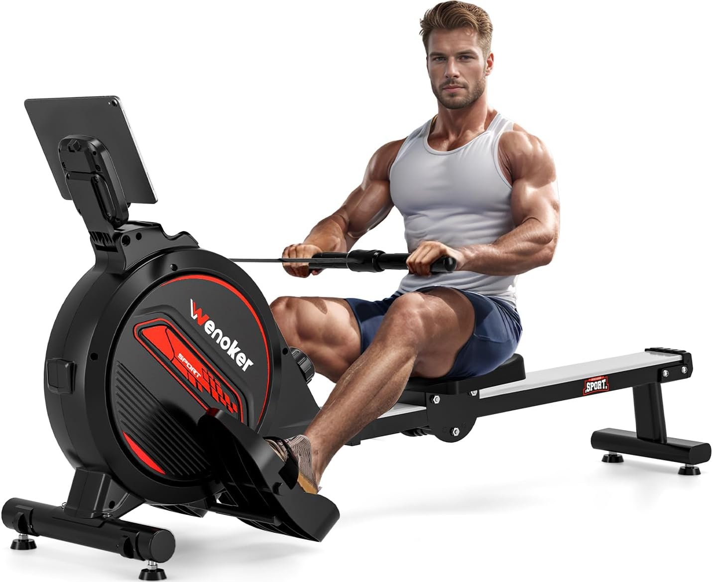 WENOKER Rowing Machine, Magnetic Rowing Machine for Home, Upgraded 32-Levels Resistance with Smart Electronic Knob, 350 LBS Weight Capacity, Compact Rower Machine Easy Assembly, App Supported