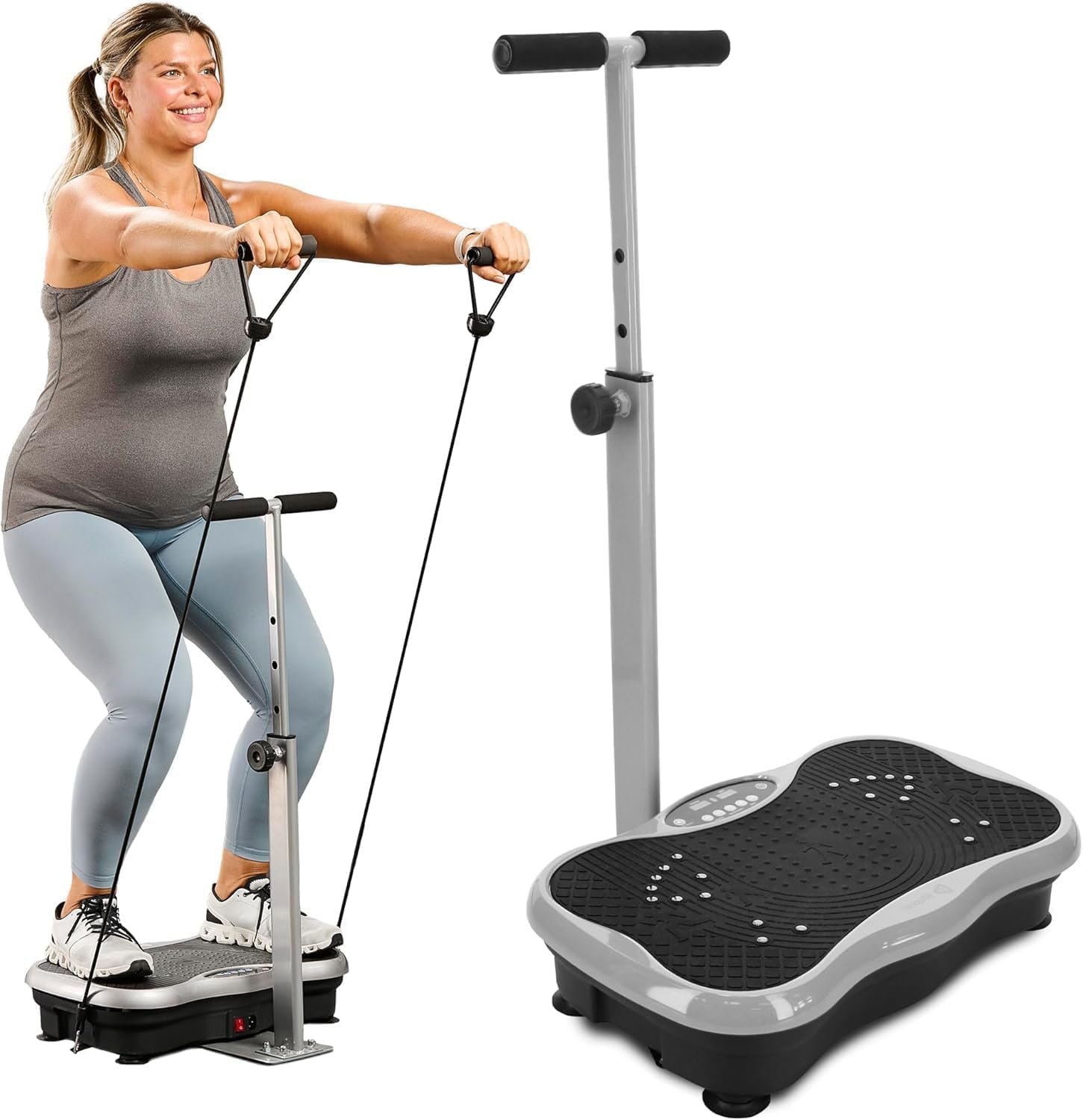 Lifepro TrimLite Vibration Plate with Handle — Vibration Plate Exercise Machine with 99 Speed Levels, Bluetooth & Magnetic Acupoints — Whole Body Vibrating Platform Machine for Lymphatic Drainage