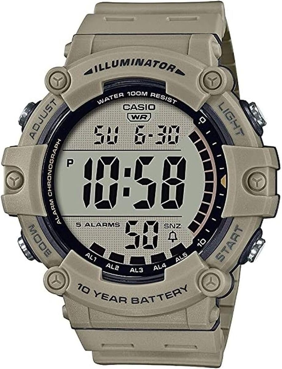 Casio Illuminator AE1500WH Series | 10-Year Battery | LED Backlight | 5-Alarms | 1/100 Sec Stopwatch | Men’s Digital Watch