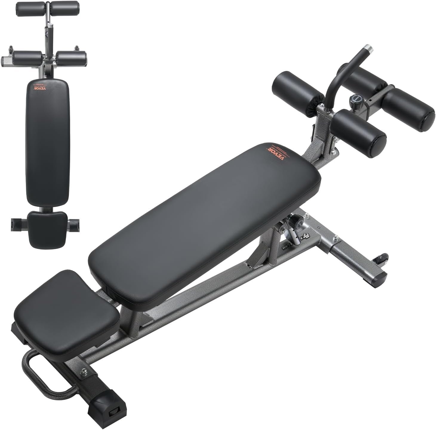 VEVOR Sit Up Bench, Decline Ab Bench with Reverse Crunch Handle, with 4 Adjustable Height Settings, Heavy Duty Steel, 1000 Lbs Capacity, for Home Gym Workouts, Strength Training, Full Body Muscles