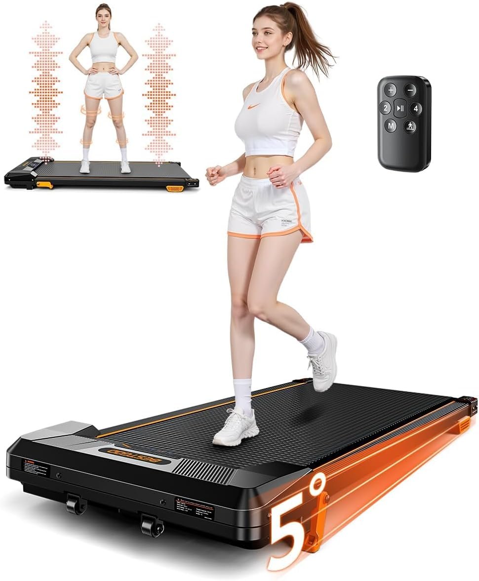 Walking Pad Treadmill, BestGod Under Desk Treadmill 330lbs Capacity, Vibration Walking Pad with Incline, Portable Treadmills for Home, Compact Treadmills Walk Pad, Running Machine with Remote Control