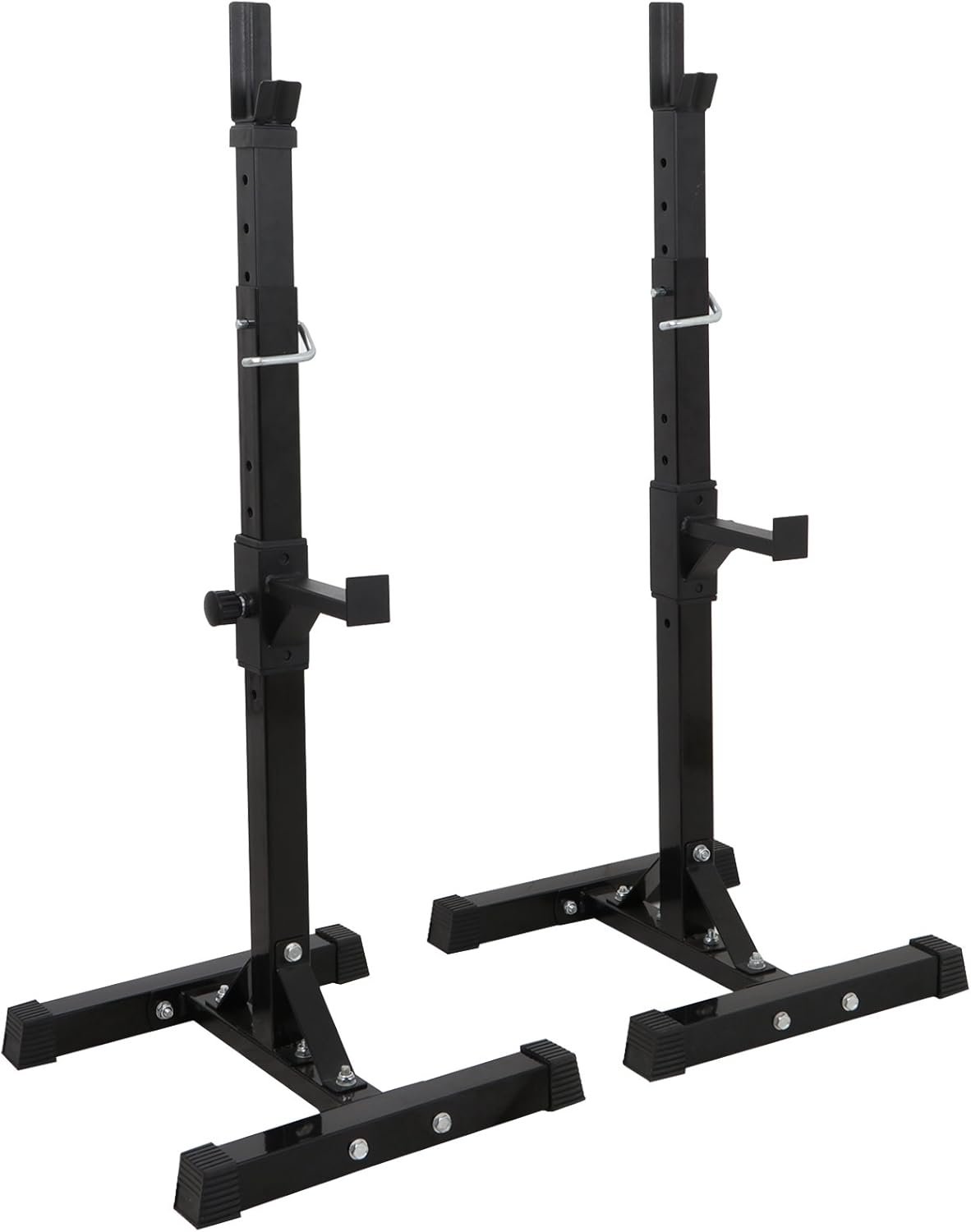 Pair of Adjustable Squat Rack 40inch-66inch Barbell Bracket Solid Steel Free Press Bench, Home Gym Portable Dumbbell Racks Stands, Family Sports Fitness Equipment,Black