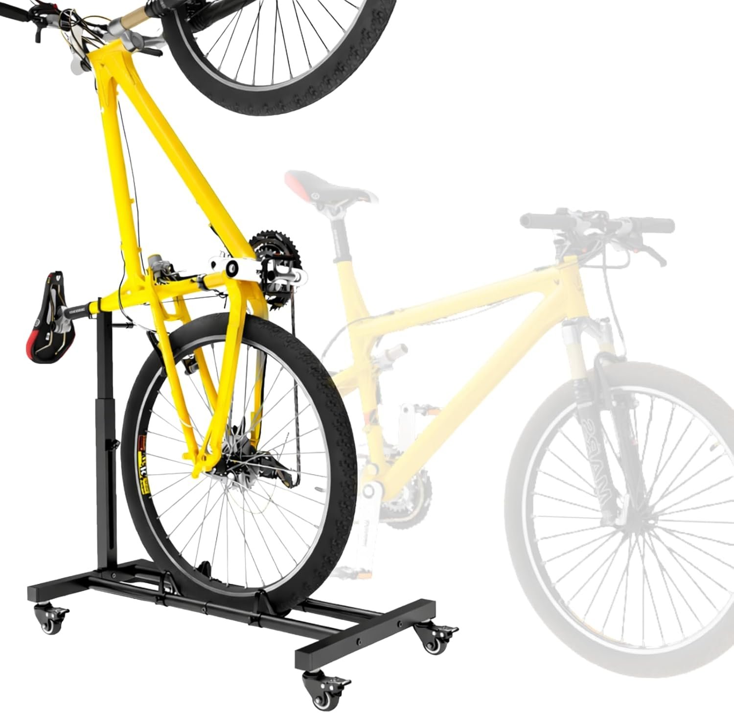 Vertical Bike Stand, Freestanding Bike Rack Garage Storage with Adjustable Height for Wheels up to 29″, Space-Saving Indoor Bicycle Stand for Garage & Apartment, Upright Bike Holder for MTB Road Bike