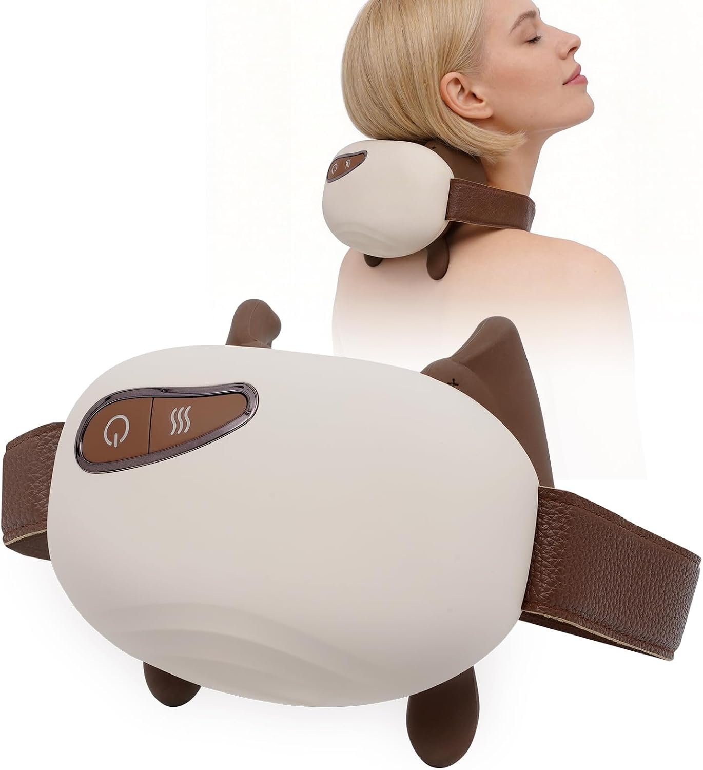 Neck and Shoulder Massager, Deep Tissue Massage 4D Bionic Real Touch Shiatsu with 3 Modes, Portable Electric Kneading Massager for Back Pain Relief, Gifts for Men Women Home Office