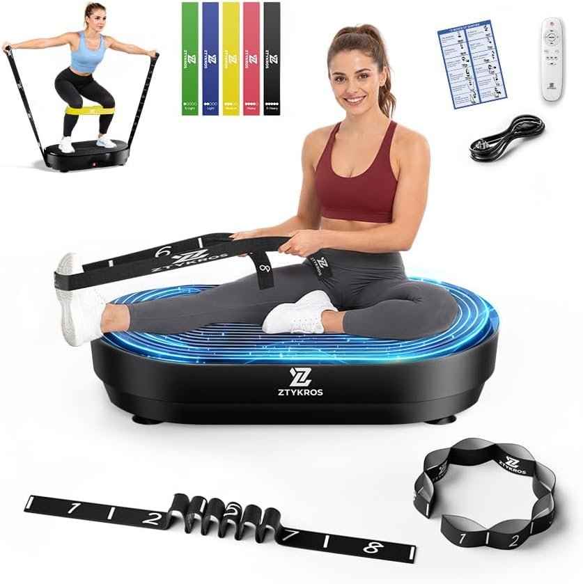 Vibration Plate Exercise Machine, Vibration Plate for Lymphatic Drainage Vibrating Plate with Loop Bands, Whole Body Vibration Plates for Weight Loss Enlarged Panel 99 Speeds 660 LBS Workout