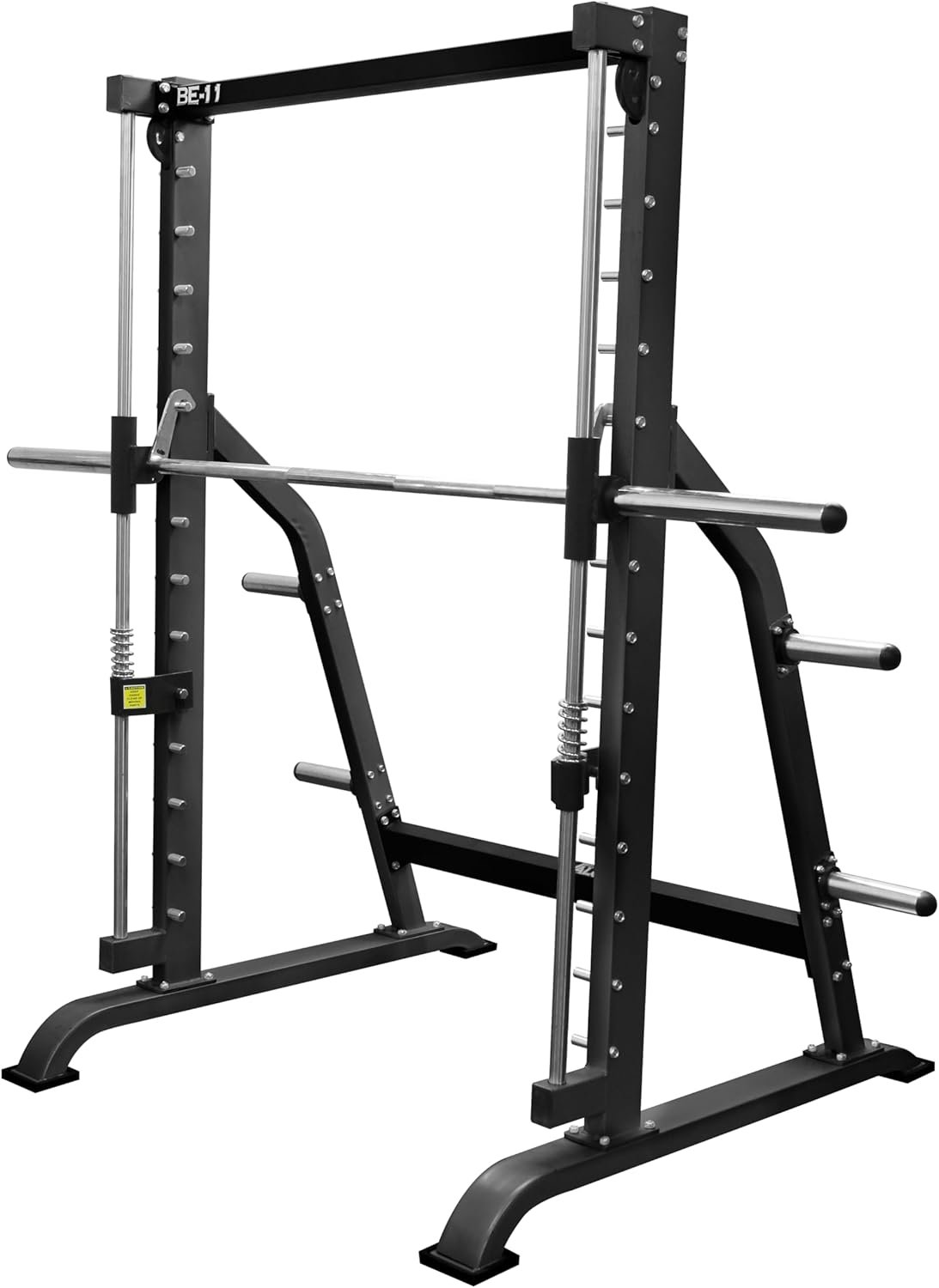 Valor Fitness Smith Machine Multi-Function Power Rack – 500lb Squat Rack or Bench Press Station – 2″ Plate Storage Pegs- Attached Sliding Knurled Barbell – Home Gym