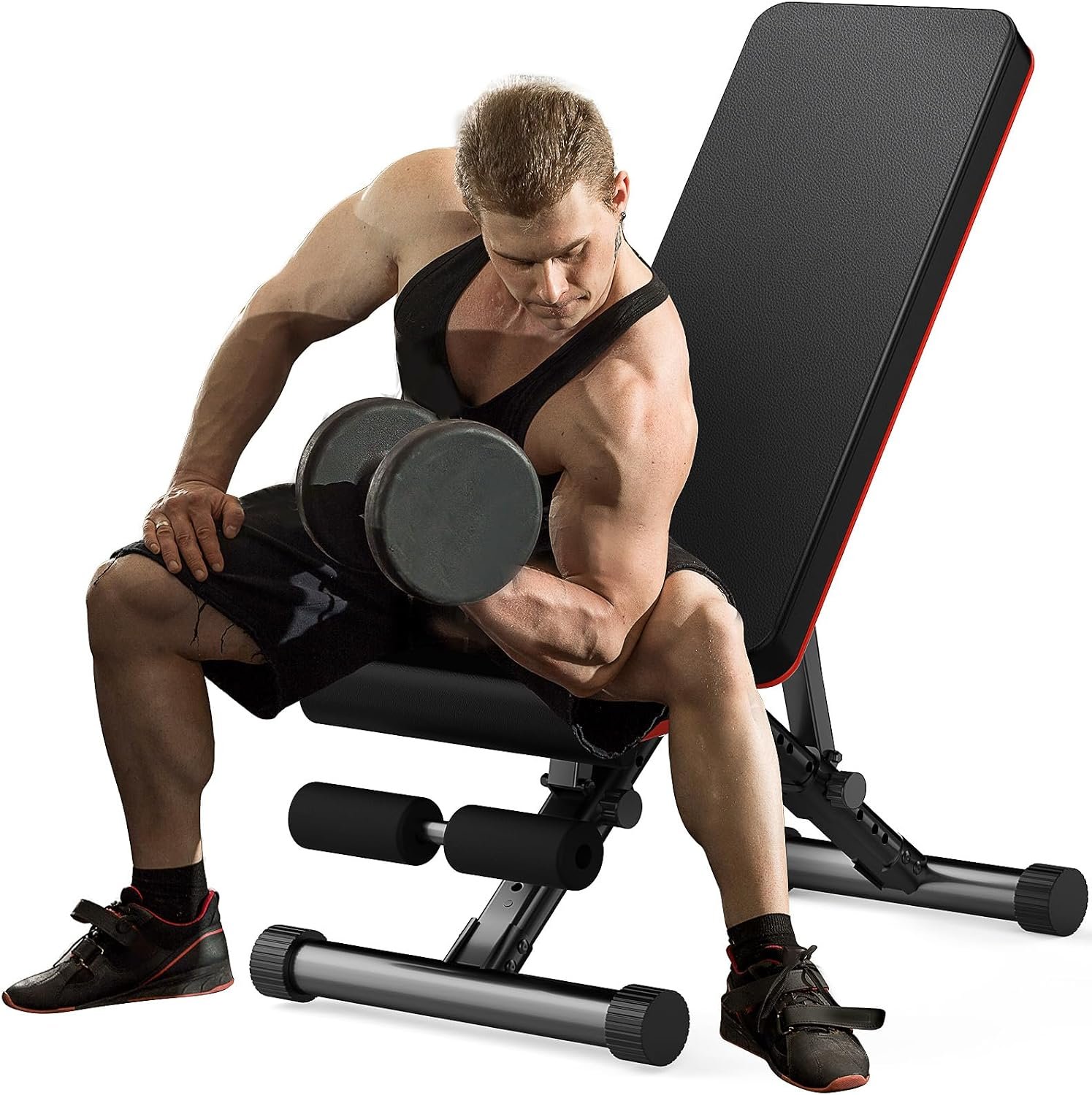Adjustable Weight Bench for Home Gym, Foldable Incline Decline Sit-Up Bench Workout Equipment for Full Body Strength Training, 795LBS Capacity for Chest, Shoulders