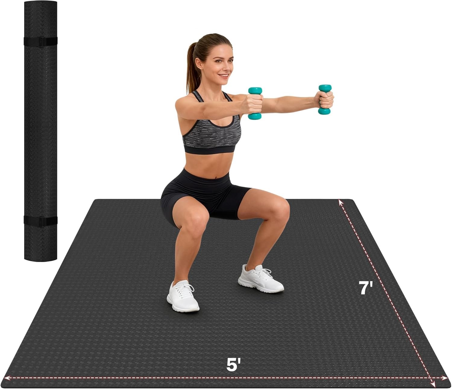 Stepwaver Extra Large Exercise Mat, 6’x4’/7’x5′ /8’x5′ (6mm) Thick Workout Mat for Home Gym & Garage Flooring, Shoe-Friendly, Non-Slip, Ultra Durable, Thick Large Workout Mats for Home Workouts