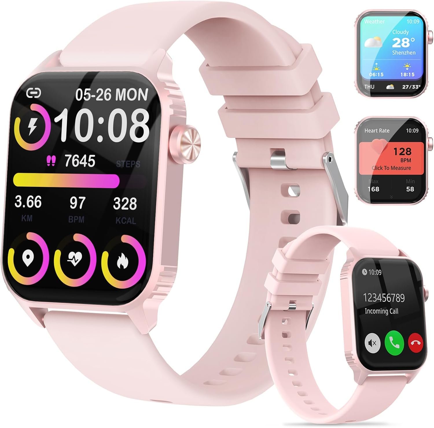 Smart Watch for Women, 120+ Sports Modes Smartwatch with 1.83″ HD, Alexa Built-in, Heart Rate, Sleep Monitor, IP67 Waterproof, Bluetooth Call & Music Control Fitness Watch for iPhone/Android Pink