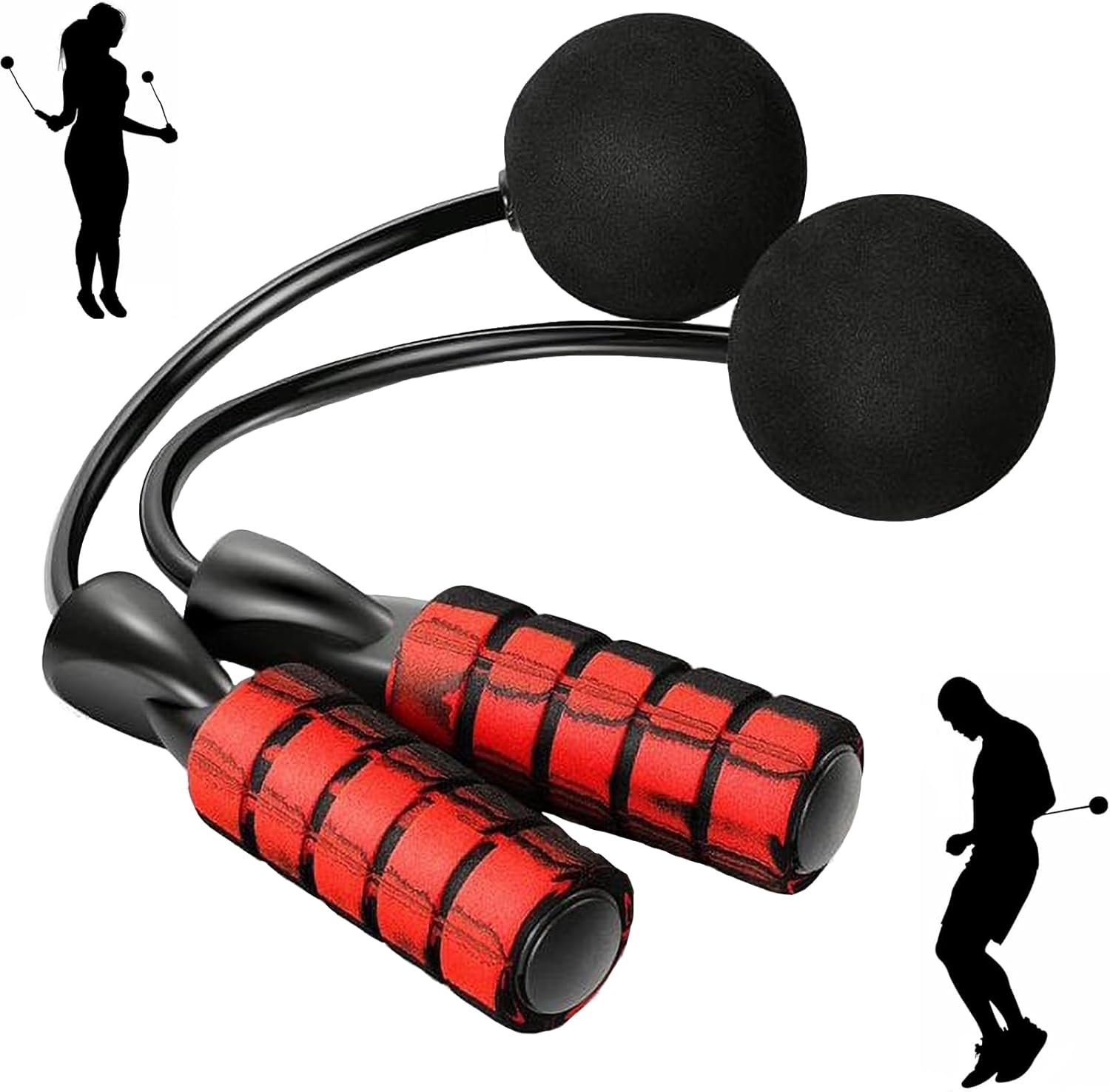 Weighted Cordless Jump Rope, Adjustable Ropes Tangle-Free High Speed Skipping Rope For Fitness Workout Indoor Outdoor, Ropeless Bod Rope Great For Weight Loss Improving Fitness In Small Spaces