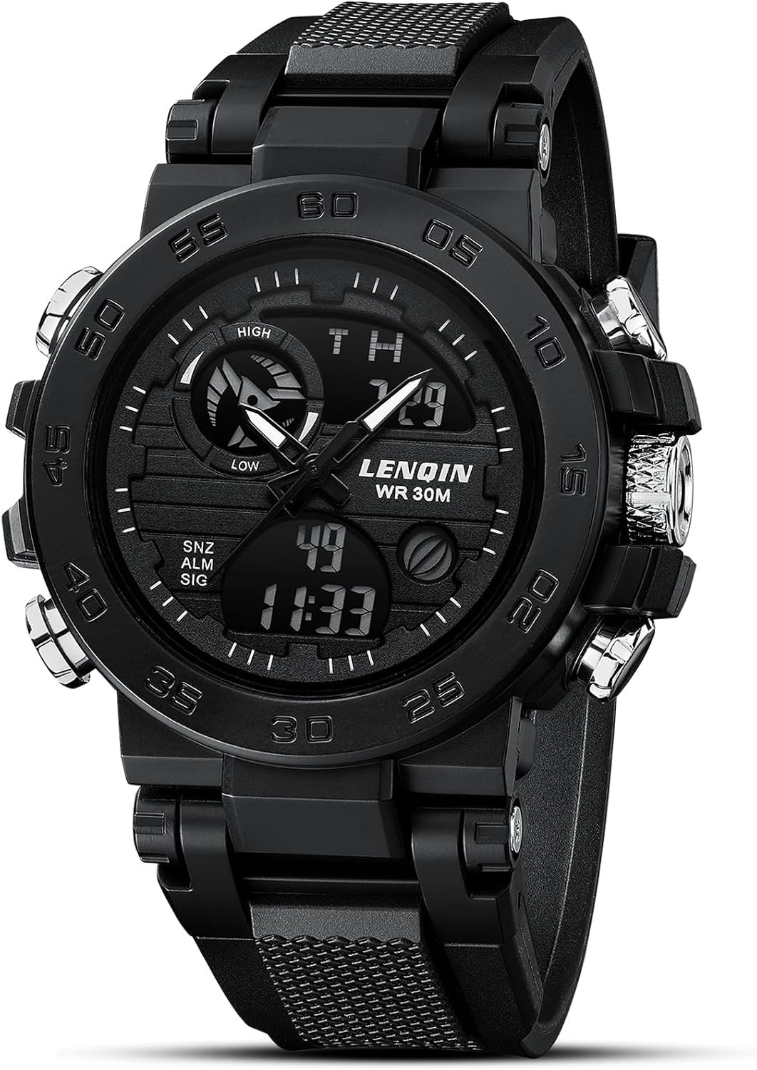 LN LENQIN Mens Watches Digital Military Watch for Men Stopwatch Army Survival Tactical Sports Outdoor Big Face Waterproof Men’s Wrist Watches with LED Backlight/Timer/Alarm/Date