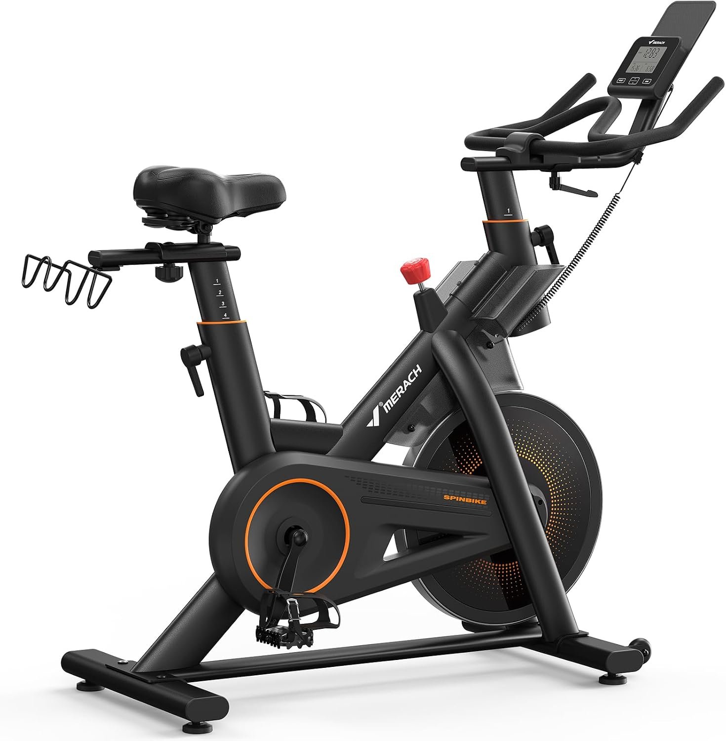 Merach Magnetic Exercise Bike, Heavy Duty Stationary Bike with Automated Resistance, 300 350 Lbs Weight Capacity, Low Noise Indoor Workout Bike for Home Gym with Self-Developed App