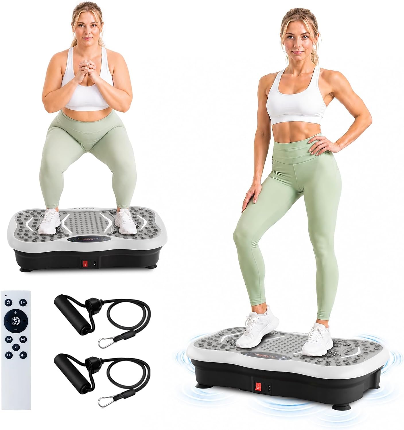 Vibration Plate Exercise Machine, Powerful Fat Burner Vibrating Platform for Weight Loss & Lymphatic Drainage, Full Body Shaker with Resistance Bands, 200 Levels, Home Gym Equipment