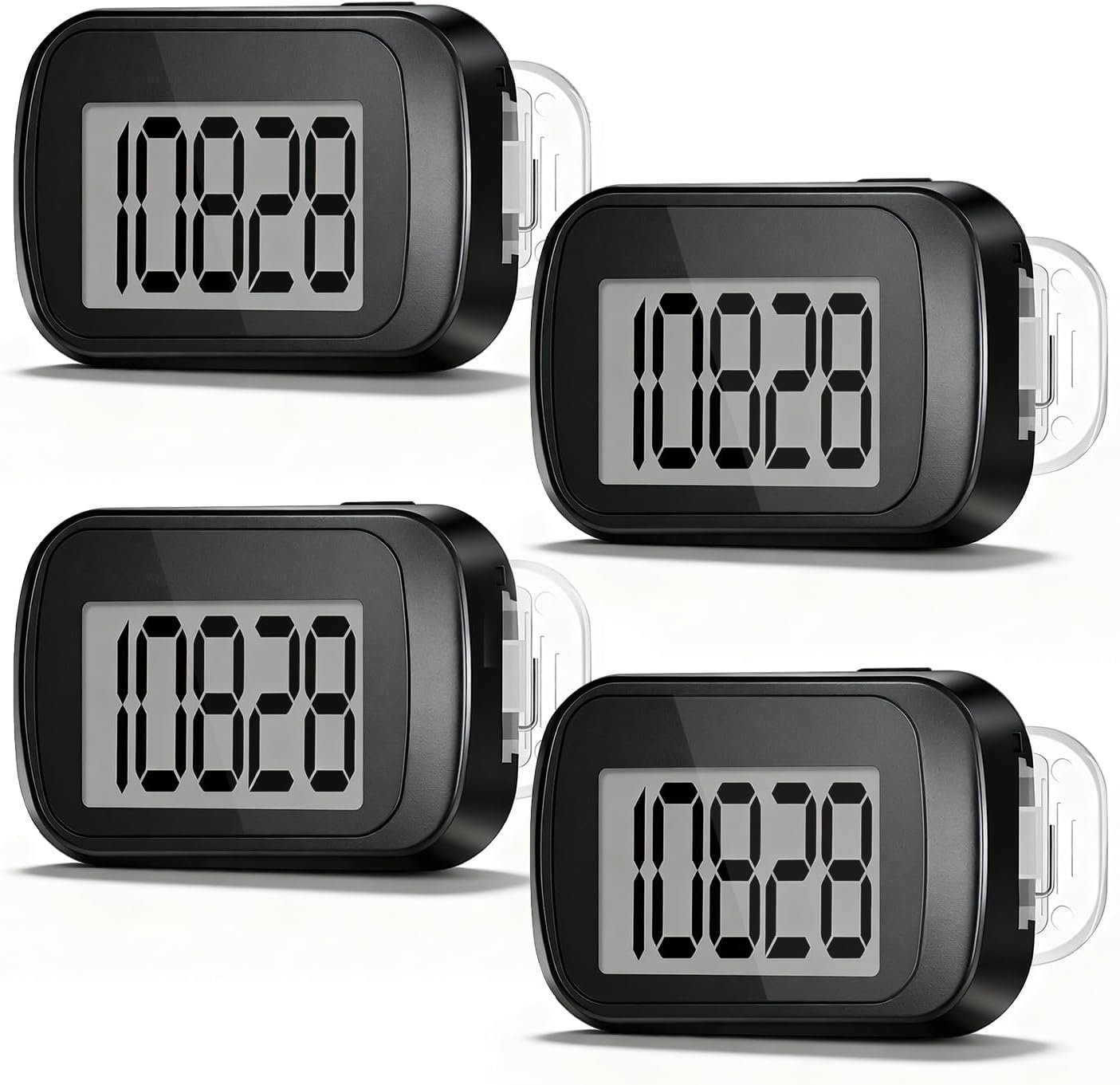 4 Pack Pedometer for Walking, Simple Step Counter 3D Pedometer with Removable Clip and Lanyard, Step Tracker with Large Digital Display, Accurate Step Tracking for Men Women Kids