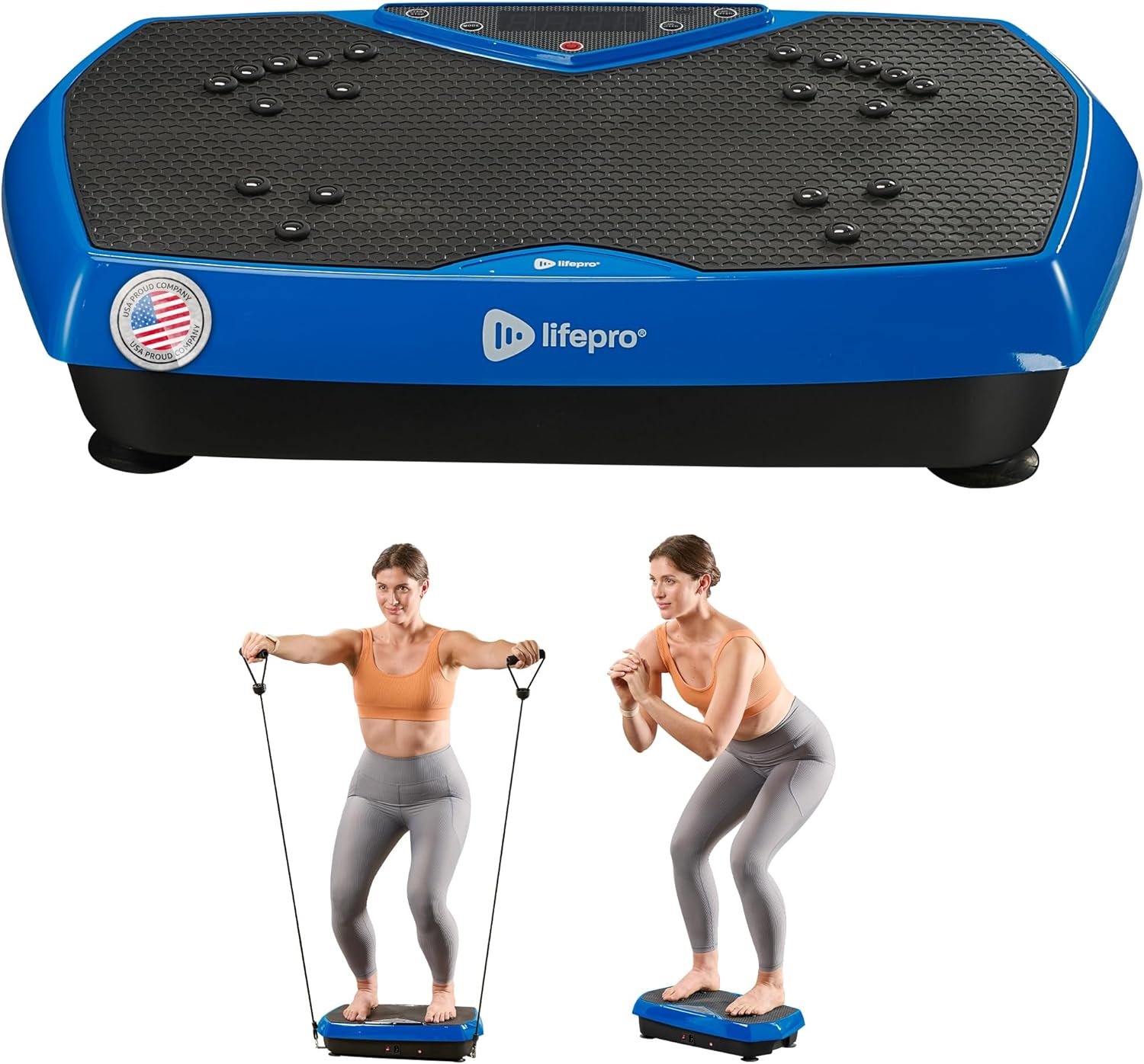 Lifepro HexaPlate Vibration Plate Exercise Machine with Magnetic Acupoints & 9 Presets — Whole Body Vibrating Platform Machine with Resistance Bands — Vibration Plate for Lymphatic Drainage & Home Gym