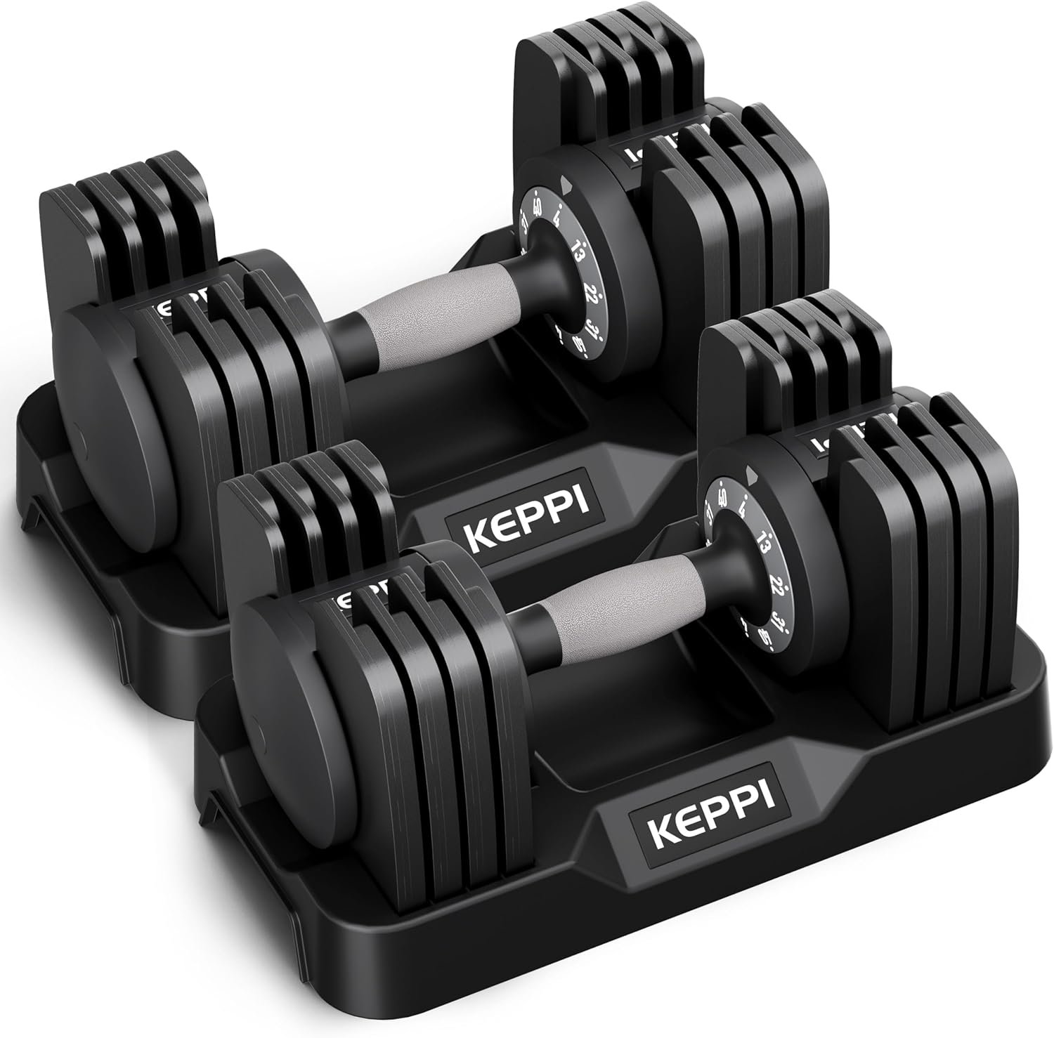 Keppi Adjustable Dumbbells Set-25lb/40lb/55lb/60lb, Anti-Slip Metal Fast Adjust Weight Handle, Exercise & Fitness for Full Body Workout – Adjustable Dumbbell Series