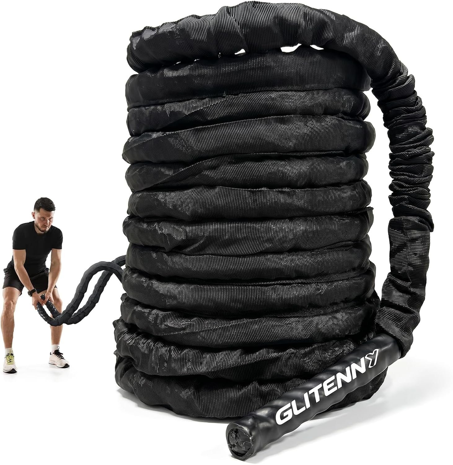 Battle Ropes Black Workout Rope 1 inch Battle Ropes for Home Gym 30ft Exercise Ropes for Working Out Heavy Ropes for Exercise Training Weighted Rope Weighted Workout Rope Battle Rope