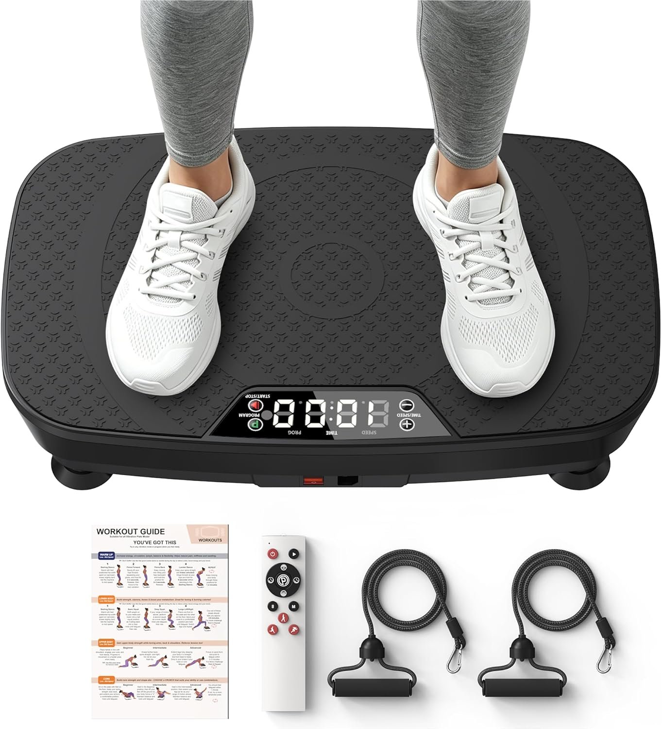 Vibration Plate for Lymphatic Drainage, Vibration Plate Exercise Machine with Workout Guide, 400Lbs Capacity Shake Plate, Whole Body Workout Vibrating Platform for Toning, Weight Loss