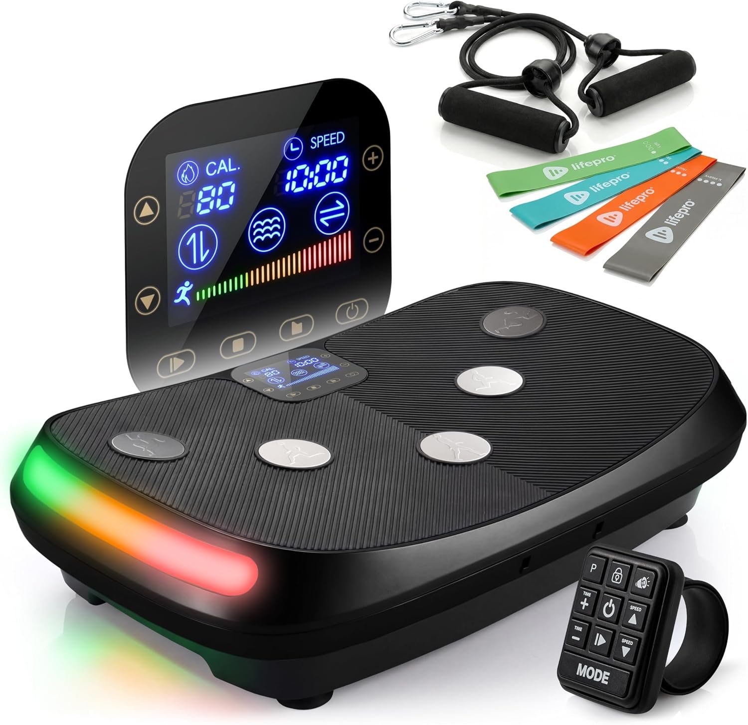 Lifepro Rumblex 4D Curved Vibration Plate Exercise Machine — Triple Motor, 7 Modes & 60 Speeds Vibrating Platform Machine — Full Body Vibration Plate for Lymphatic Drainage & at Home Workout
