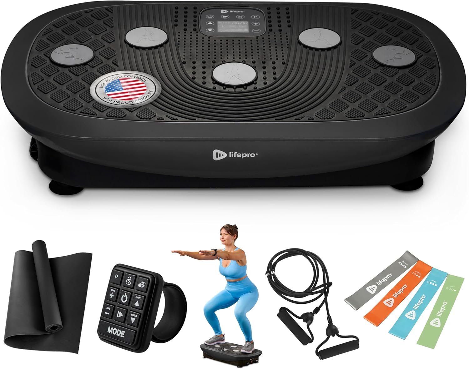 Lifepro 4D Vibration Plate Exercise Machine — Triple Motor, 7 Presets, 60 Speeds Rumblex Plus/Pro Vibrating Platform with Wrist Remote — Whole Body Shaker Vibration Plate for Lymphatic Drainage