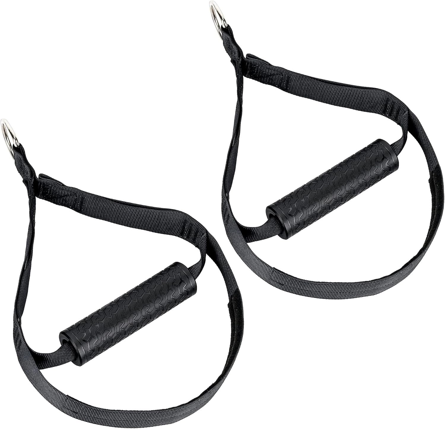Cable Attachment Handles for Suspension Trainer or Resistance Bands, Home Gym Accessory with Rubber Grip and Foot Loops