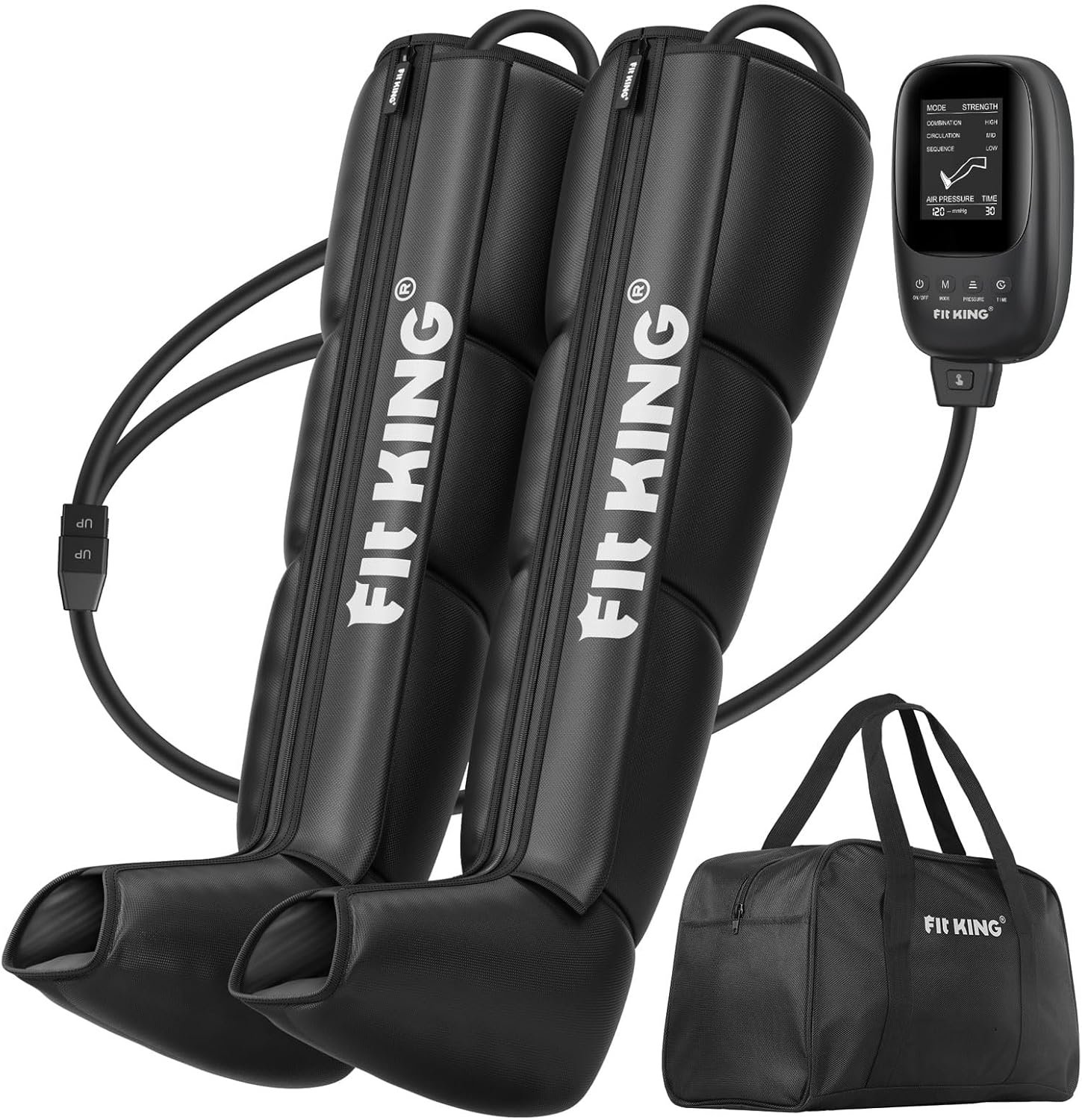 FIT KING Air Compression Recovery System,Dynamic Pressure for Circulation Improvement and Fast Recovery,Sequential Massage Boots for Athletes (Large)