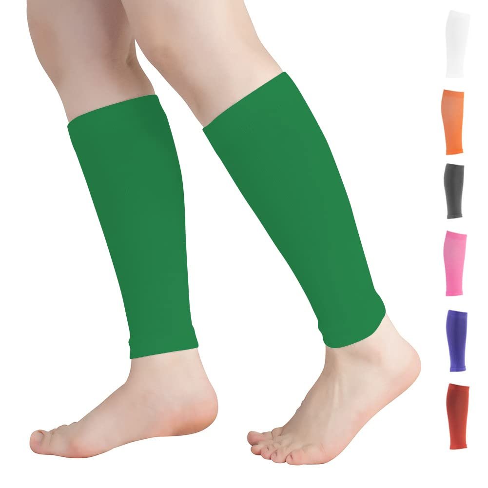 Calf Compression Sleeves for Men & Women (20-30mmhg) – Leg Compression Sleeve for Running, Cycling, Shin Splints Support, Relieve Legs Pain, Travel (One Pair)(Green,Large)