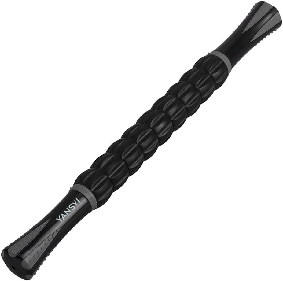 YANSYI Professional 9-Roller Deep Tissue Massage Stick – Portable Muscle Recovery Roller for Athletes, Relieves Post-Workout Soreness & Leg/Back Pain – Portable Physio Tool (Gray)