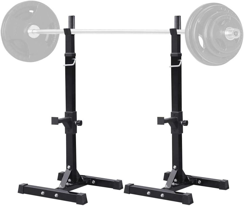 Yaheetech 45-71 Inch Adjustable Squat Rack and Bench Press Rack Portable Olympic Weight Stand Pair of Home Gym Squat Machine