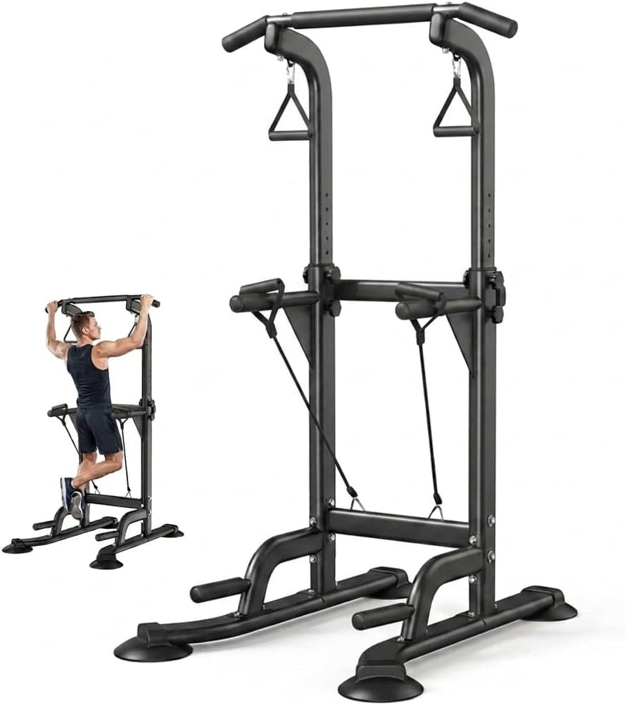 Power Tower Pull Up & Dip Station Multi-Function Home Strength Training Fitness Workout Station Height Adjustable