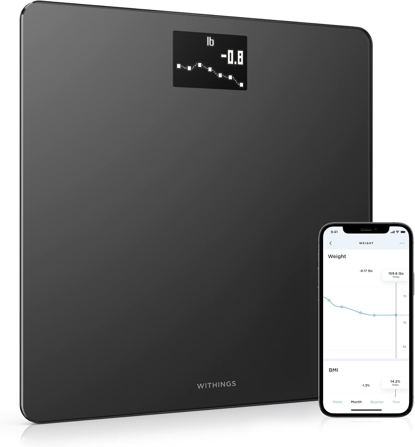 Withings Body – Digital Wi-Fi Smart Scale with Automatic Smartphone App Sync, BMI, Multi-User Friendly, with Pregnancy Tracker & Baby Mode