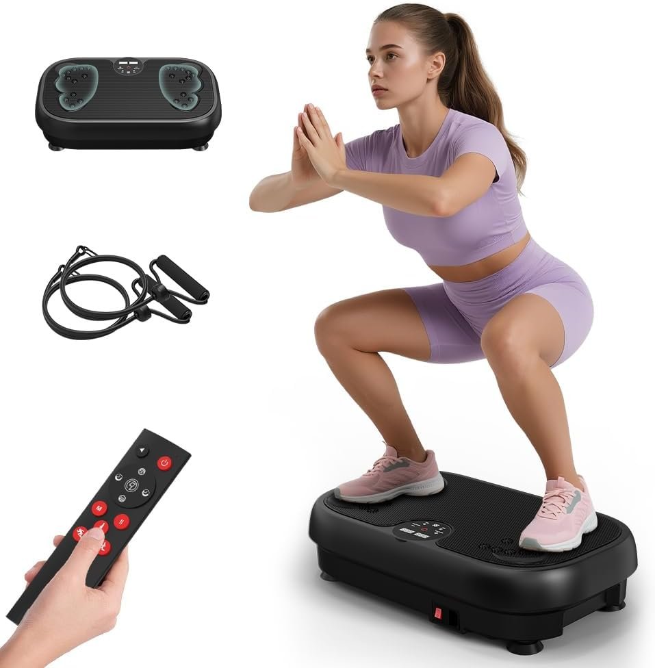 Relife Vibration Plate Exercise Machine for Lymphatic Drainage, Fitness Equipment Whole Body Shaker Plate for Weight Loss & Fat Burning, Home Gym Workout Equipment with 2 Resistance Bands, 440Lbs