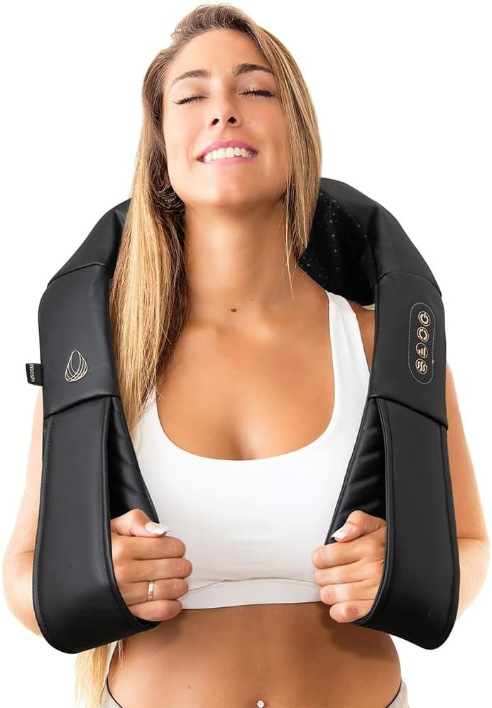 InvoSpa Shiatsu Massager with Heat – Deep Tissue Kneading Pillow for Neck, Shoulders, and Back – Electric Full Body Massage