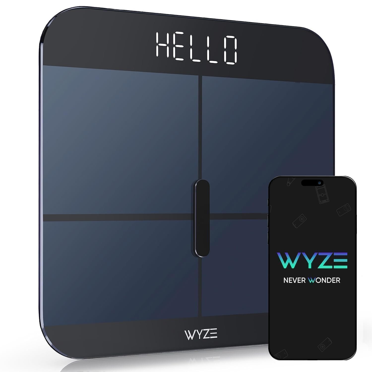 Wyze Smart Scale X – Digital Bathroom Scale for Body Weight, BMI, Body Fat, Muscle Mass, Heart Rate Monitor | Sync with Health Apps | for People, Baby & Pet, 400 lbs (Black)