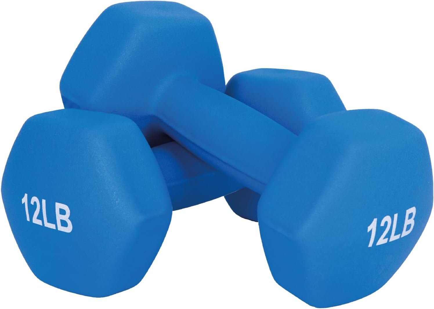 FUXION 12lb Neoprene Dumbbell Hand Weights, Sets of 2 with Multiple Weight Options, Hexagon Non-Slip Weights for Home Gym Yoga Pilates Workout – Dark Blue