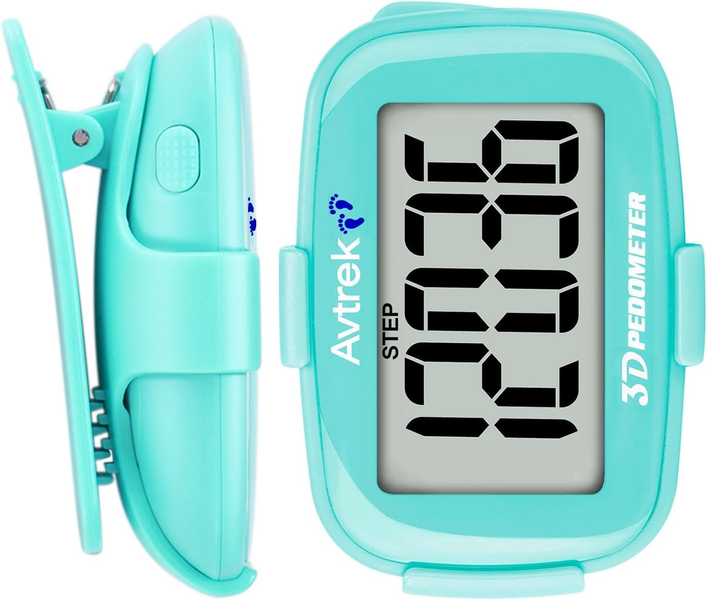 AVTREK 3D Step Counter Clip On with LED Backlight Pocket Pedometer for Walking Outdoor Activities Fitness Tracker Without Smartphone