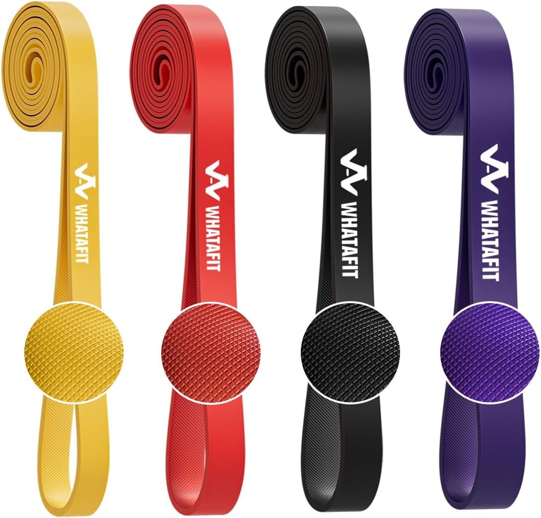 WHATAFIT Resistance Bands,Pull Up Assist Bands Set with Handles, Exercise & Workout Bands with Door Anchor for Men & Women – Home Fitness Equipment for Strength Training, Stretching