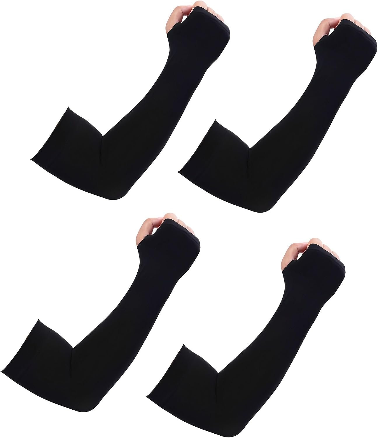 KUHNMARVIN 2 Pairs Arm Sleeves Compression UV Protection Cooling Sun Sleeves Tattoo Cover Up Basketball Arm Sleeves Football
