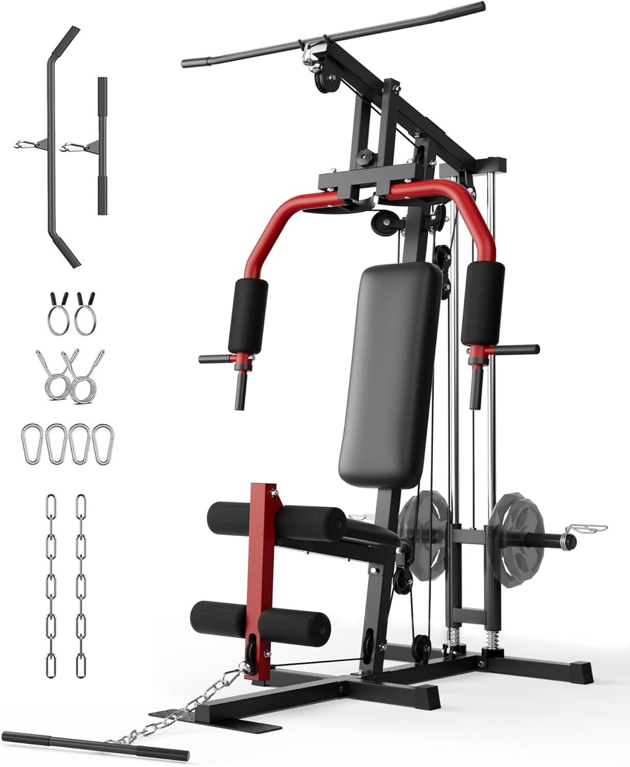 Home Gym Machine, Multifunctional Workout Equipment for Strength Training, Full Body Home Gym with Chest Press, LAT Pulldown, Leg Extension & Cable System