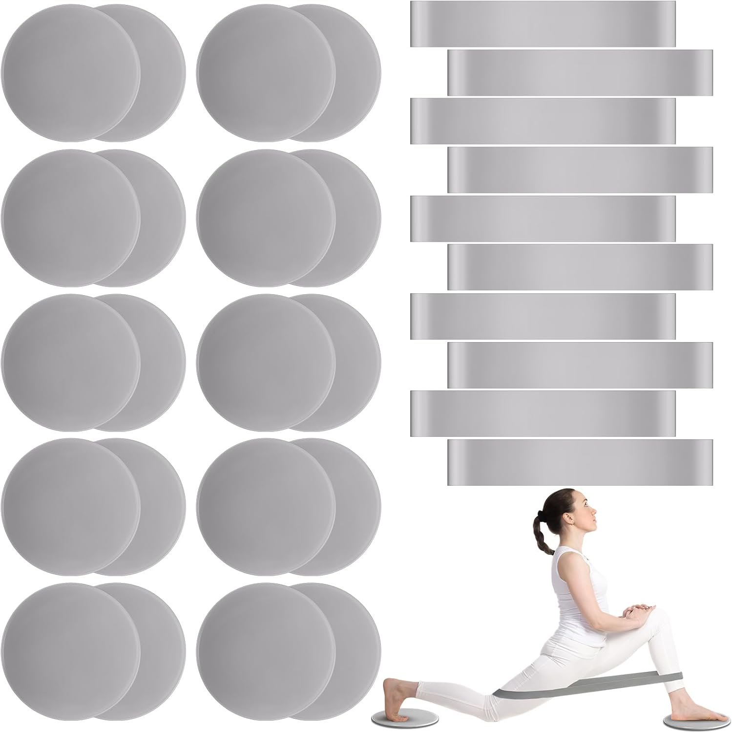 Soulchen 30 Pcs Core Sliders and Resistance Bands Exercise Glider Discs Gifts 40 Lbs Resistance Loop Exercise Bands for Group Training Classes Fitness Slider Workout