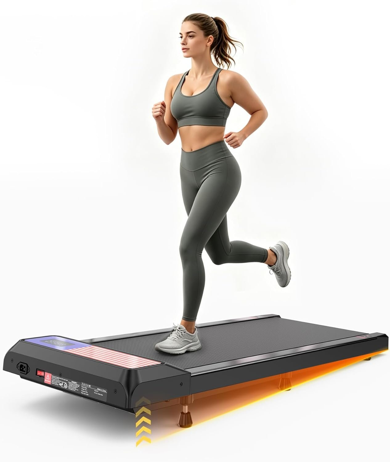Walking Pad Treadmill with 8% Incline, 2.5HP Quiet Portable Walking Pad, Under Desk Treadmill for Home Office, 265 lbs Capacity, Compact Treadmill for Small Spaces with 15″ x 35.4″ Belt