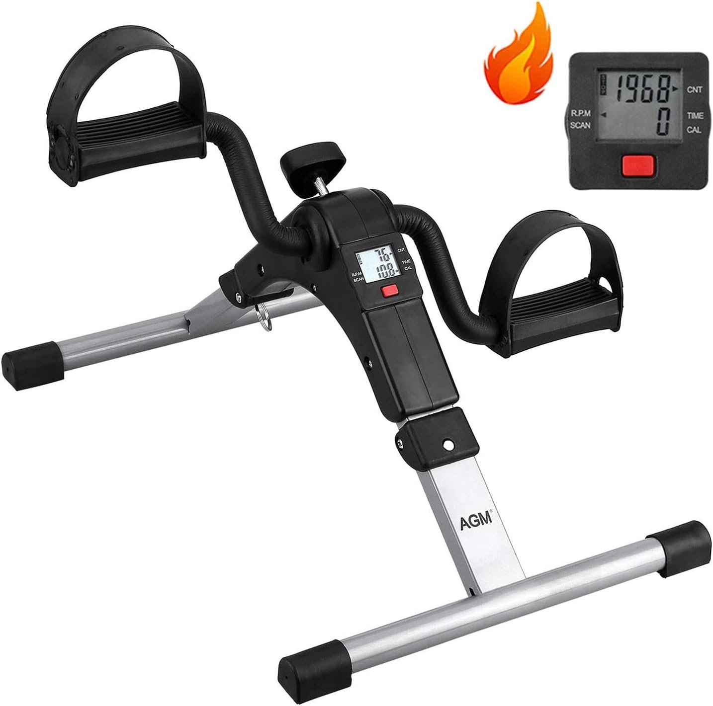 Folding Pedal Exerciser, Mini Under Desk Bike – Portable Foot Hand Cycle Peddler Machine Bicycle Exerciser for Arm Leg While Sitting