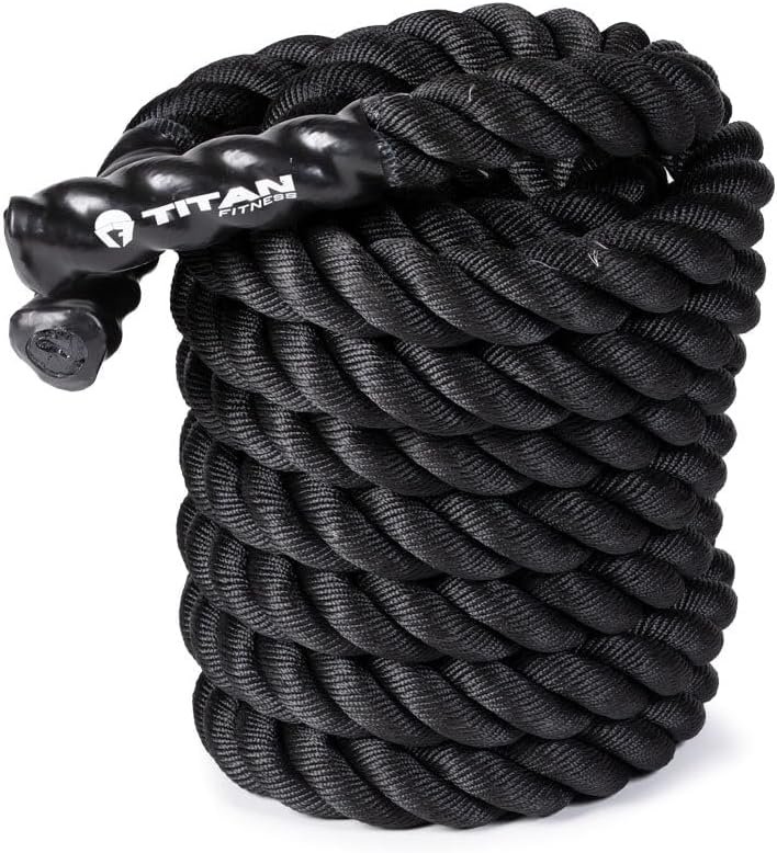 Titan Fitness Battle Rope 30ft x 2in, Poly Dacron Heavy Rope for Home Gym Conditioning Workouts, Cross-Train, Strength Training Exercises