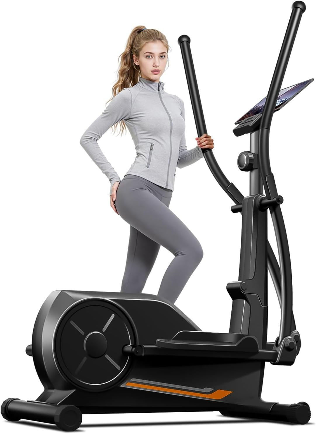 Elliptical Exercise Machine, Elliptical Training Machine for Home with Hyper-Quiet Magnetic Driving System, Elliptical with 12IN Stride & LCD Monitor, 350LBS Weight Capacity